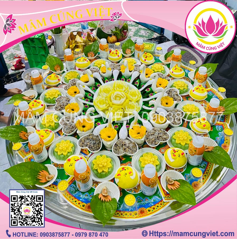 Mâm cúng đầy tháng bé gái miền Bắc đơn giản, đầy đủ