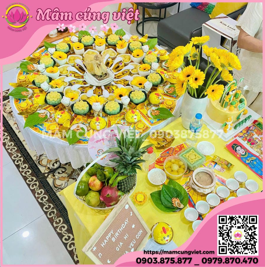 Mâm Cúng Đầy Tháng, Thôi Nôi Tone Vàng Hoàng Kim: Rước Phú Quý, Cầu May Mắn Cho Con - Mâm Cúng Việt