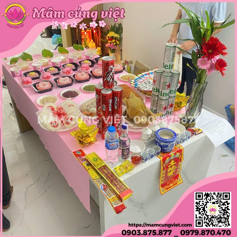 Mâm Cúng Nhập Trạch Tone Hồng Cầu Phúc Lộc, Hạnh Phúc Hồng Phát - Mâm Cúng Việt