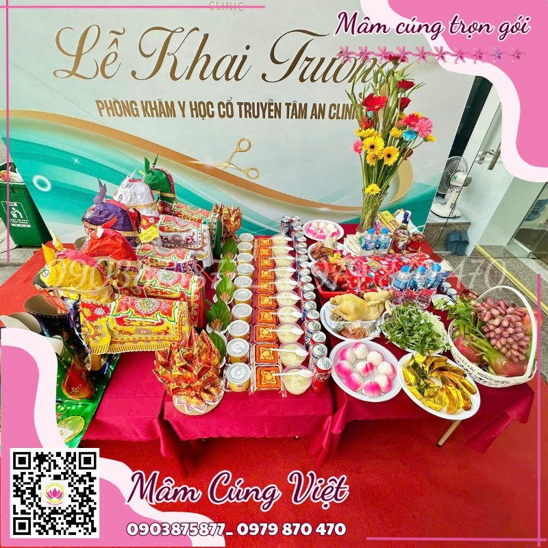 MÂM CÚNG KHAI TRƯƠNG TRỌN GÓI CỦA MÂM CÚNG VIỆT mâm cúng khai trương trọn gói chuẩn phong thủy