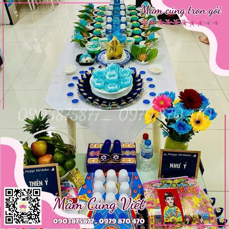 Mâm cúng song sinh trọn gói Lễ vật cúng mụ cho bé sinh đôi