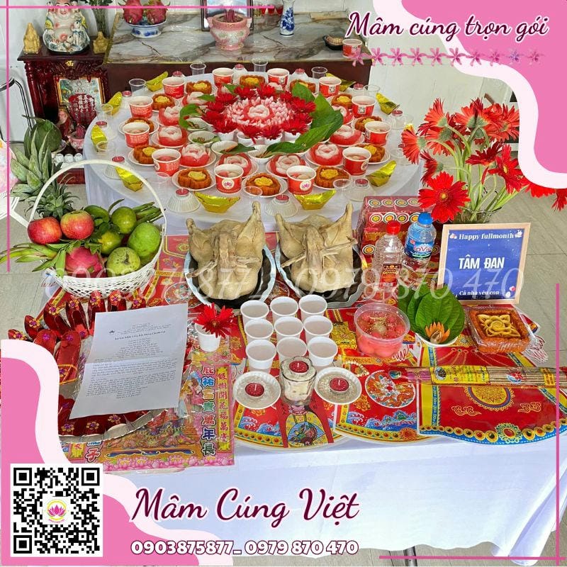 Mâm cúng mụ cho bé, cúng vịt Mâm cúng mụ, đầy tháng, thôi nôi cho bé