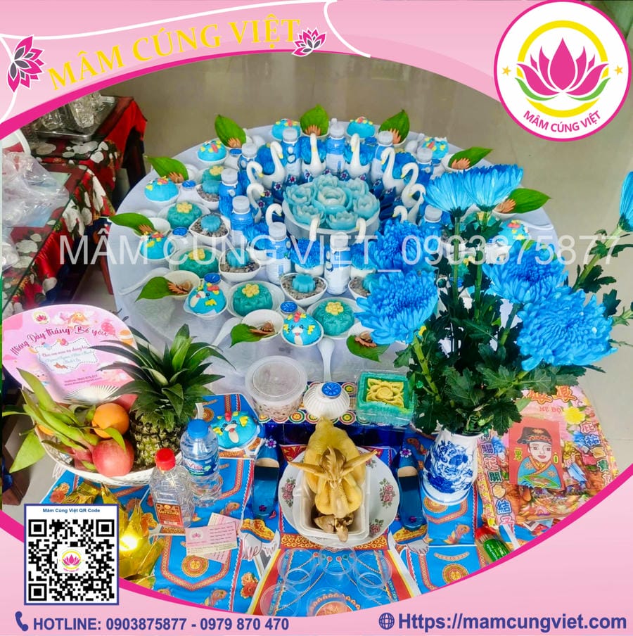 Hoa Cúng Chuẩn Phong Thủy Cùng Mâm Cúng Việt Hoa Cúng Đầy Tháng Thôi Nôi