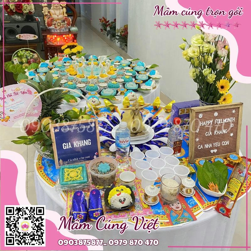 Hoa Cúng Chuẩn Phong Thủy Cùng Mâm Cúng Việt Hoa Cúng Đầy Tháng Thôi Nôi