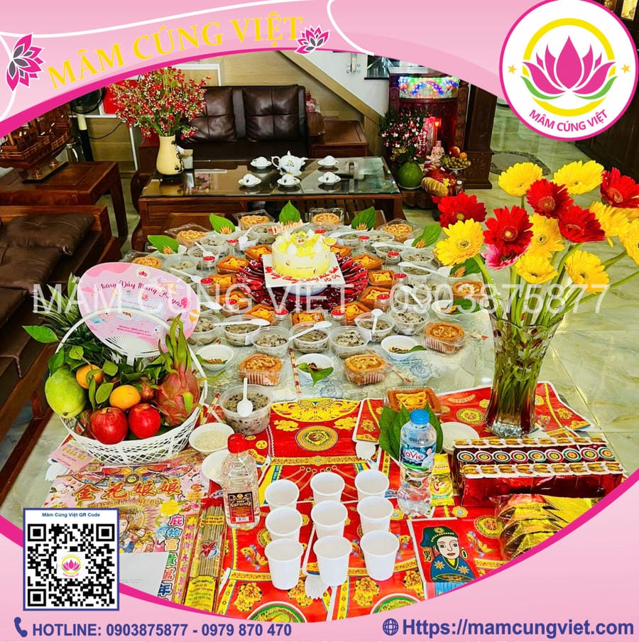 Hoa Cúng Chuẩn Phong Thủy Cùng Mâm Cúng Việt Hoa Cúng Đầy Tháng Thôi Nôi
