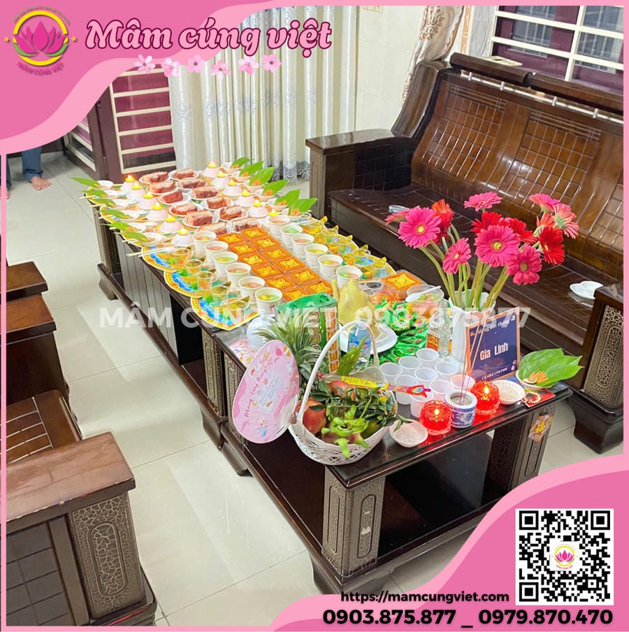 mâm cúng thô nôi bé trai bánh bao hình thú cưng 