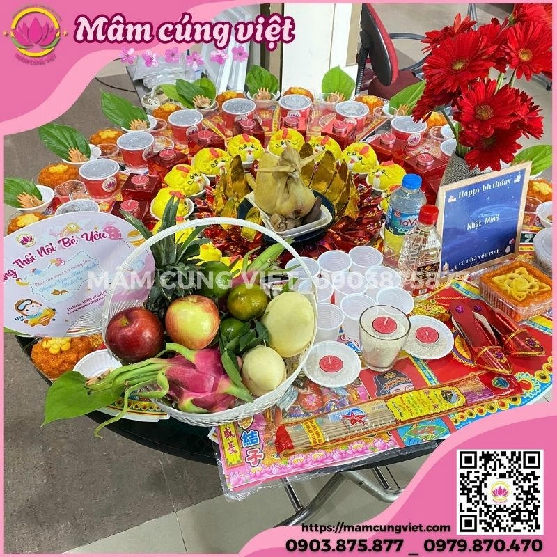 Mâm cúng đầy tháng/ thôi nôi tại Mâm Cúng Việt mâm cúng đầy tháng bé trai chuẩn, đẹp