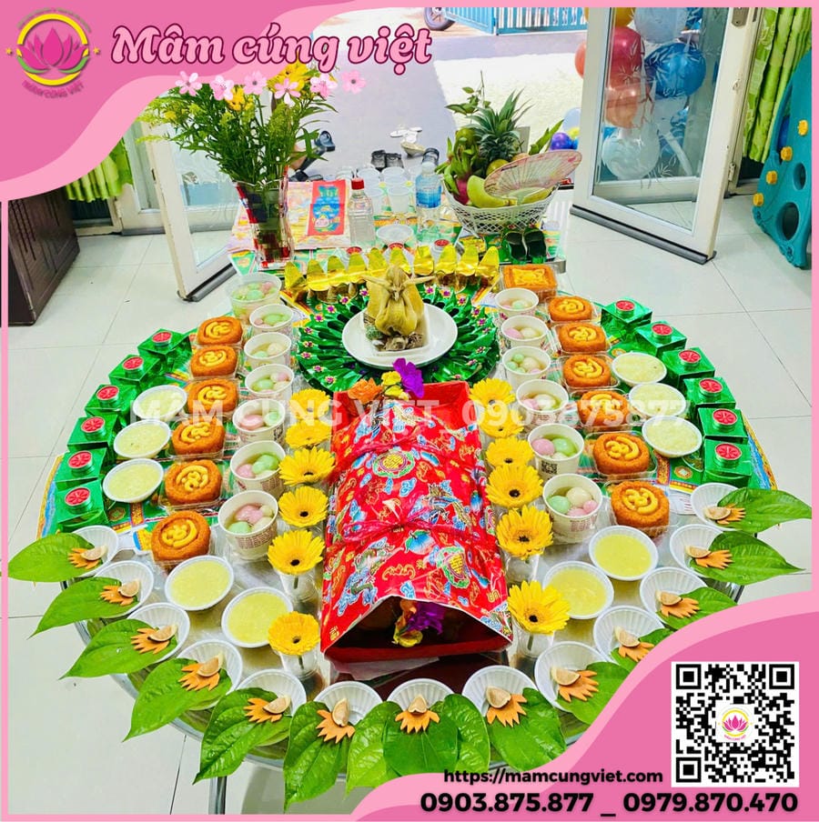 xôi chè cúng đầy cữ bé trai, bé gái