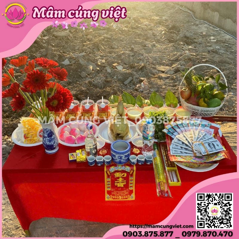 Mâm cúng động thổ khởi công xây dựng nhà ở chuẩn phong thủy 2026 Mâm cúng động thổ xây nhà trọn gói đầy đủ lễ vật Mâm Cúng Việt