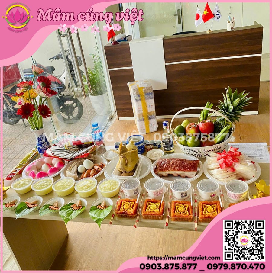 Vị trí đặt bàn cúng khai trương ngoài sân Mâm cúng khai trương được bày biện trang trọng ở ngoài sân trước cửa chính công ty.