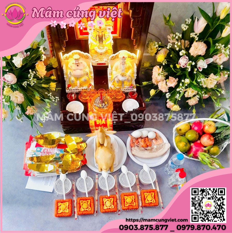 mâm cúng thần tài thổ địa khi về nhà mới ( nhập trạch) Lễ vật và văn khấn thần tài thổ địa khi về nhà mới