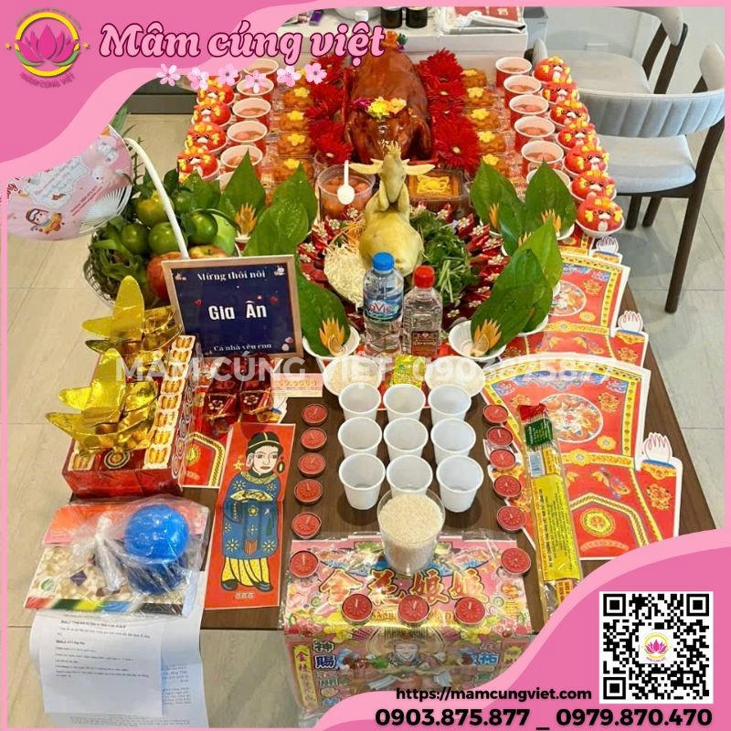 mâm cúng thôi nôi hay đầy tháng chuẩn truyền thống 