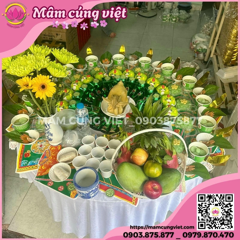 Mâm Cúng Căn Cho Bé Gái Gói Bánh Bao