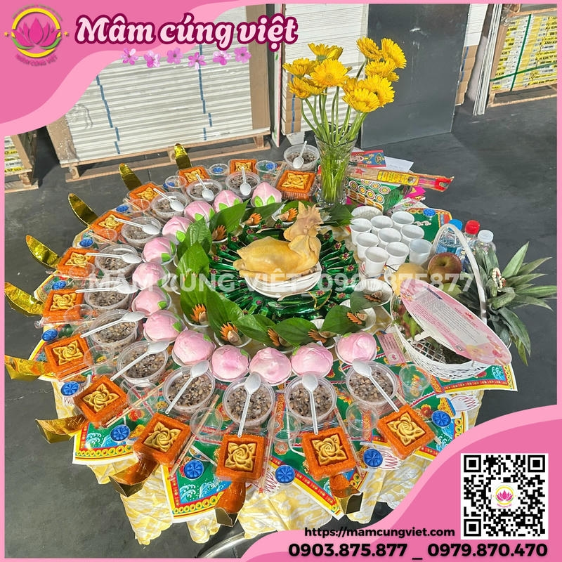 Mâm Cúng Đầy Tháng Bé Gái Gói Bánh Bao