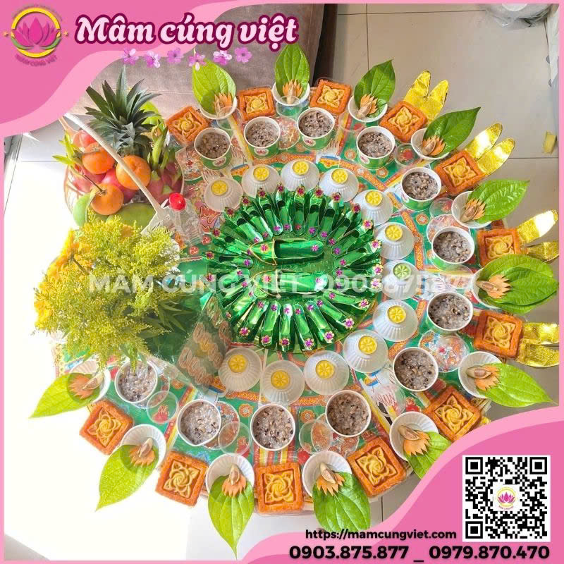 Mâm Cúng Đầy Tháng Bé Trai Gói Chay