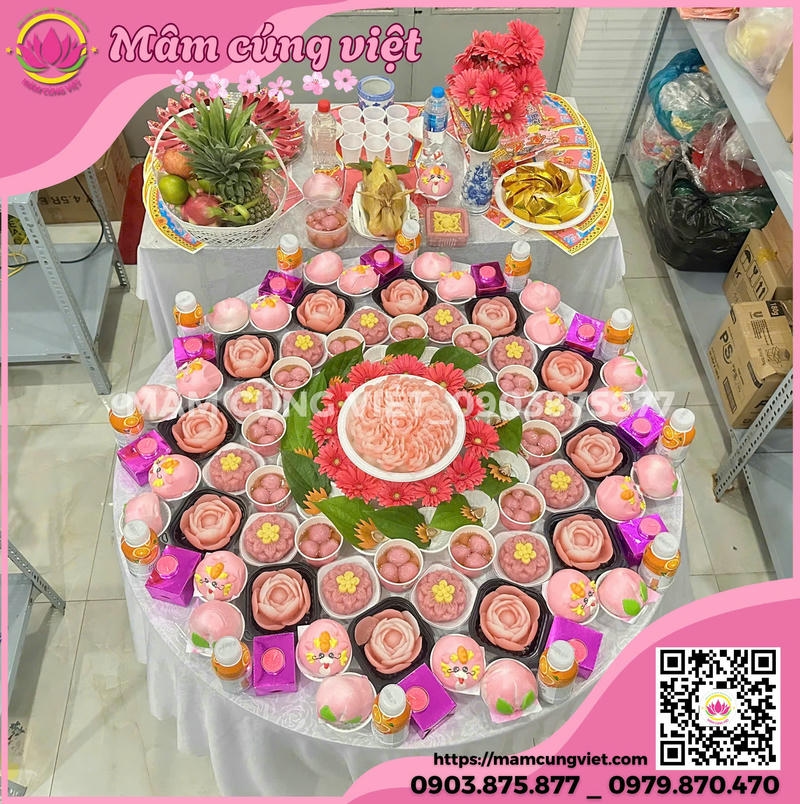 Mâm Cúng Đầy Tháng Bé Trai Gói Tone Màu