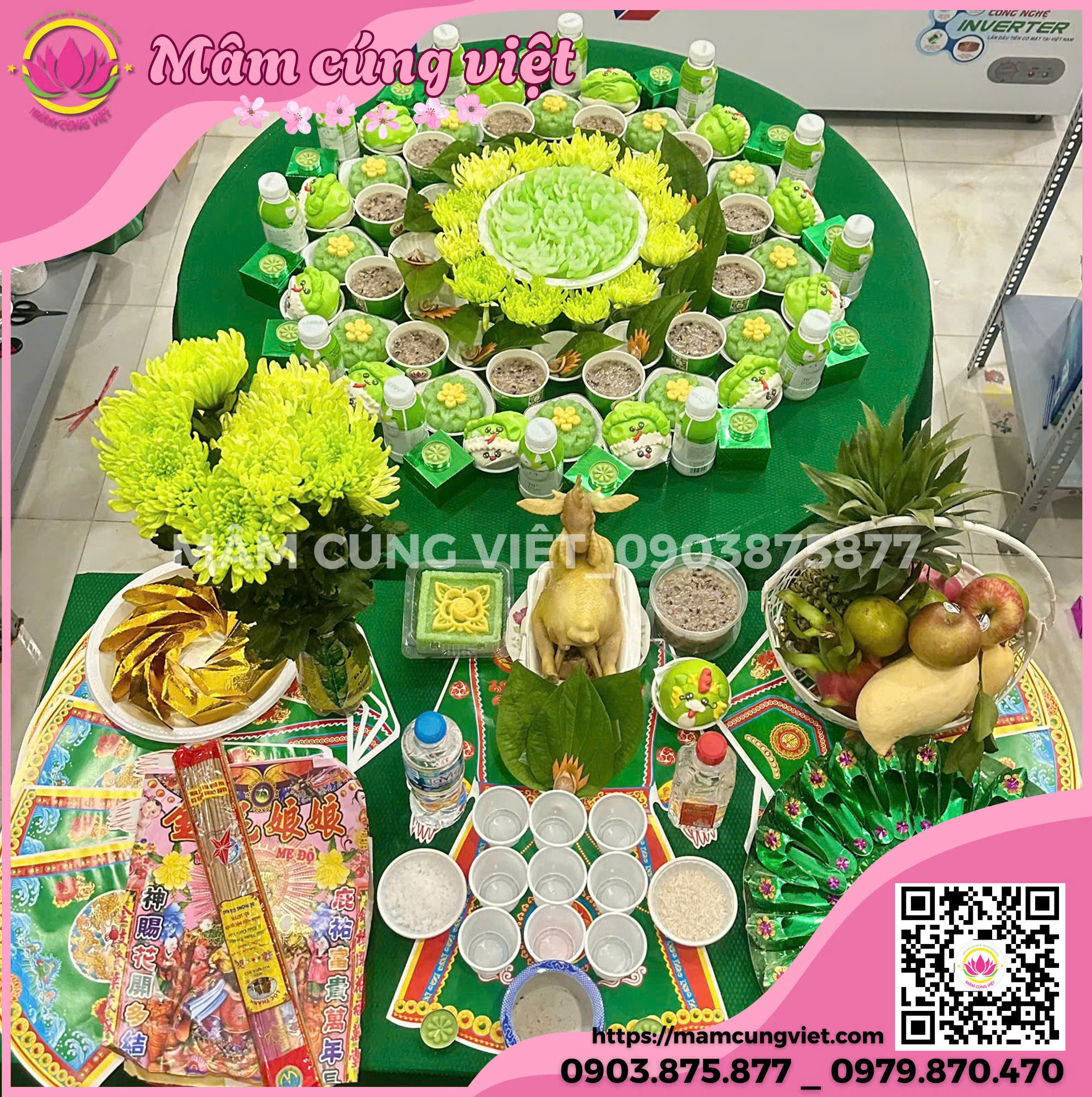 Mâm Cúng Mụ Cho Bé Gái Gói Tone Màu