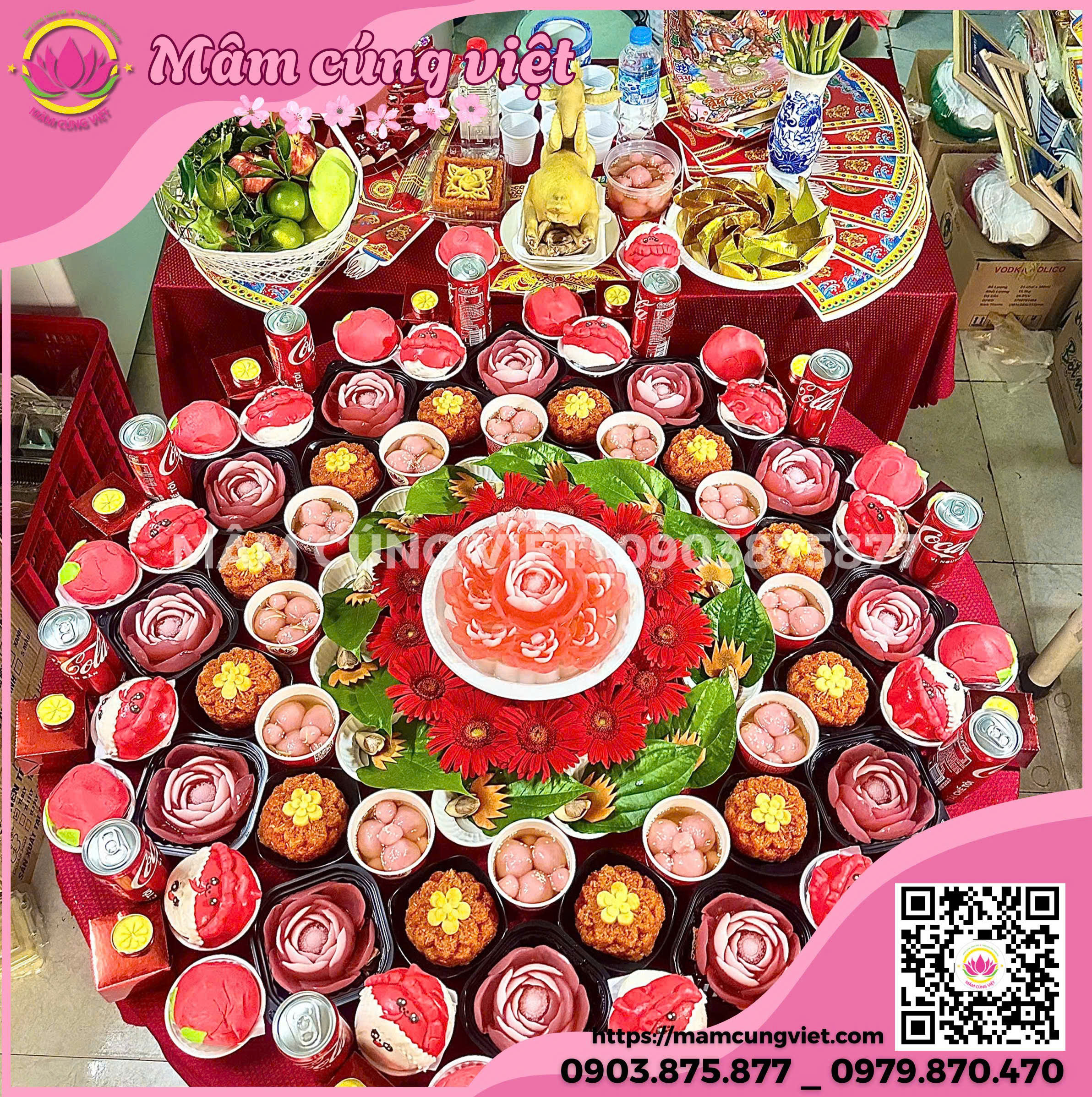 Mâm Cúng Mụ Cho Bé Trai Gói Tone Màu