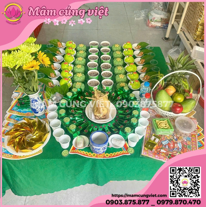Mâm Cúng Thôi Nôi Bé Trai Gói Bánh Bao
