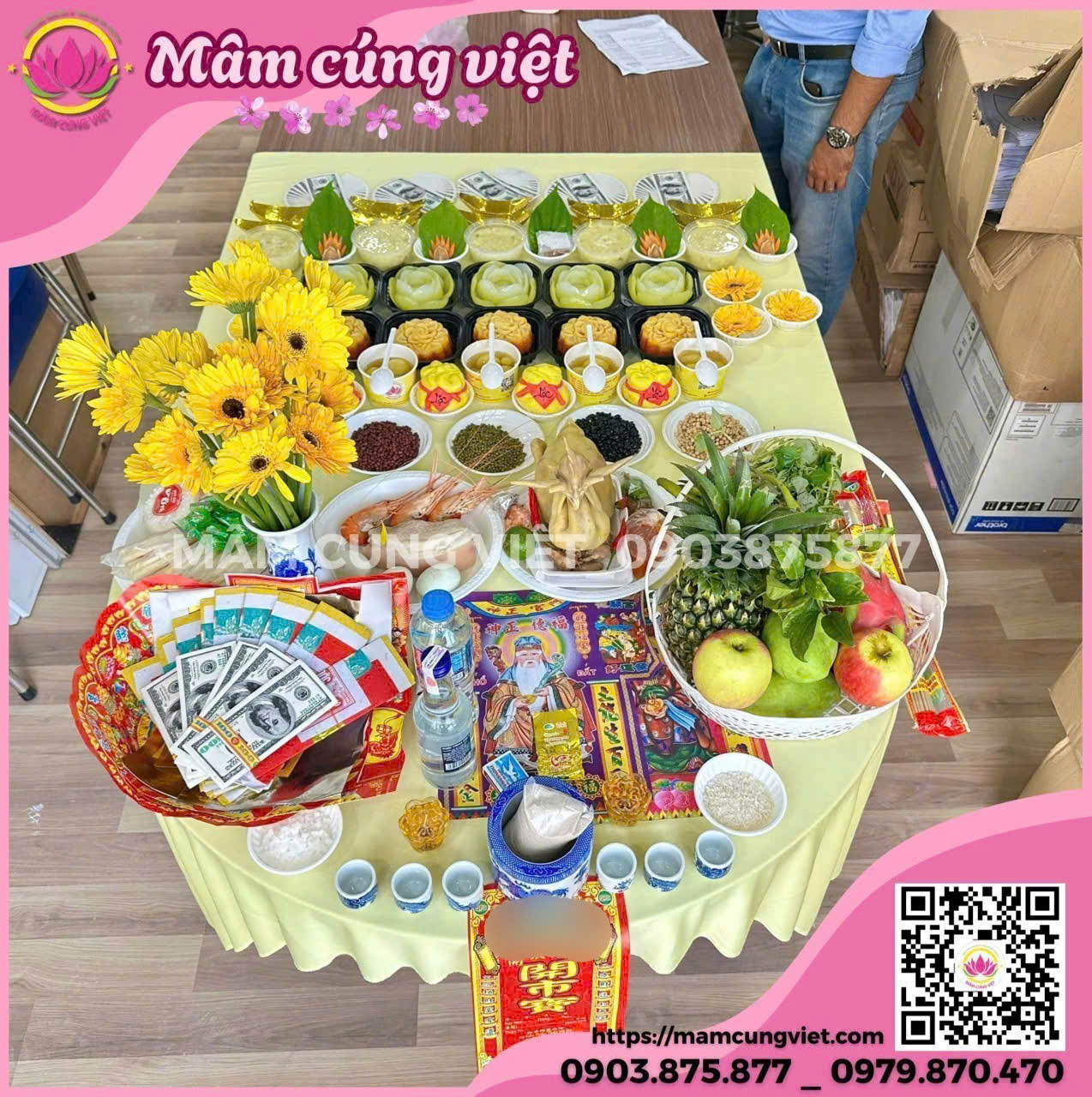 Mâm Cúng Cất Nóc Nhà Gói Tone Màu - Ảnh thực tế 2
