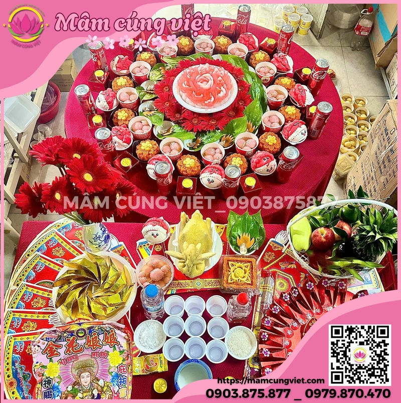 Mâm Cúng Đầy Tháng Bé Gái Gói Tone Màu - Ảnh thực tế 6