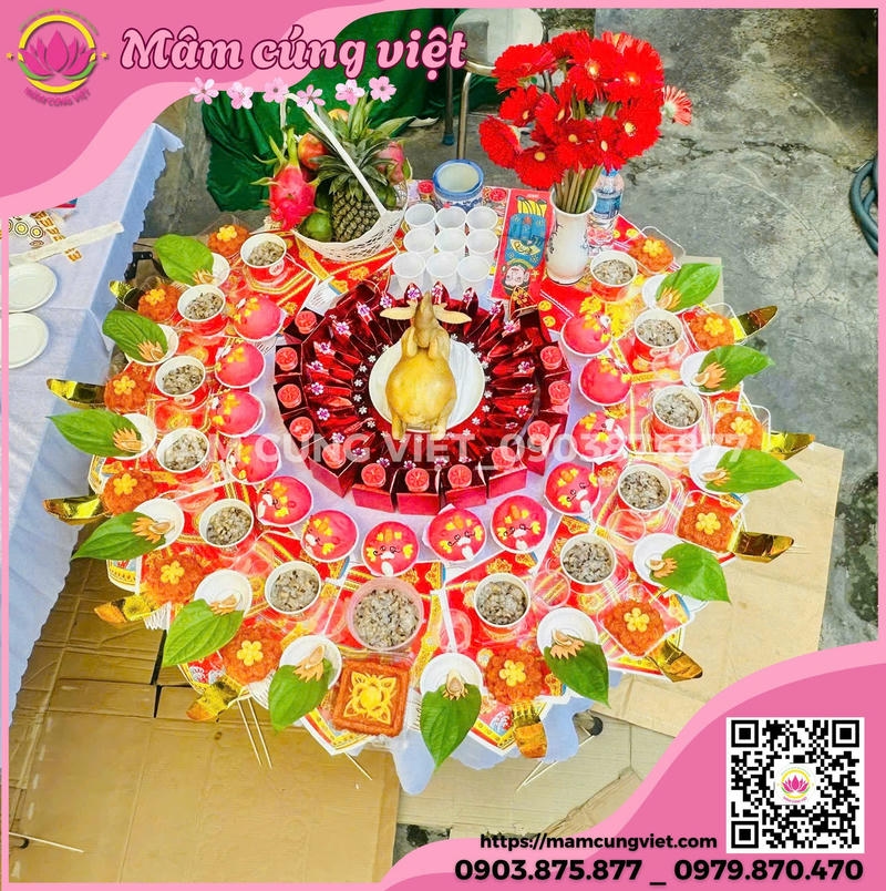 Mâm Cúng Đầy Tháng Bé Trai Gói Bánh Bao - Ảnh thực tế 1