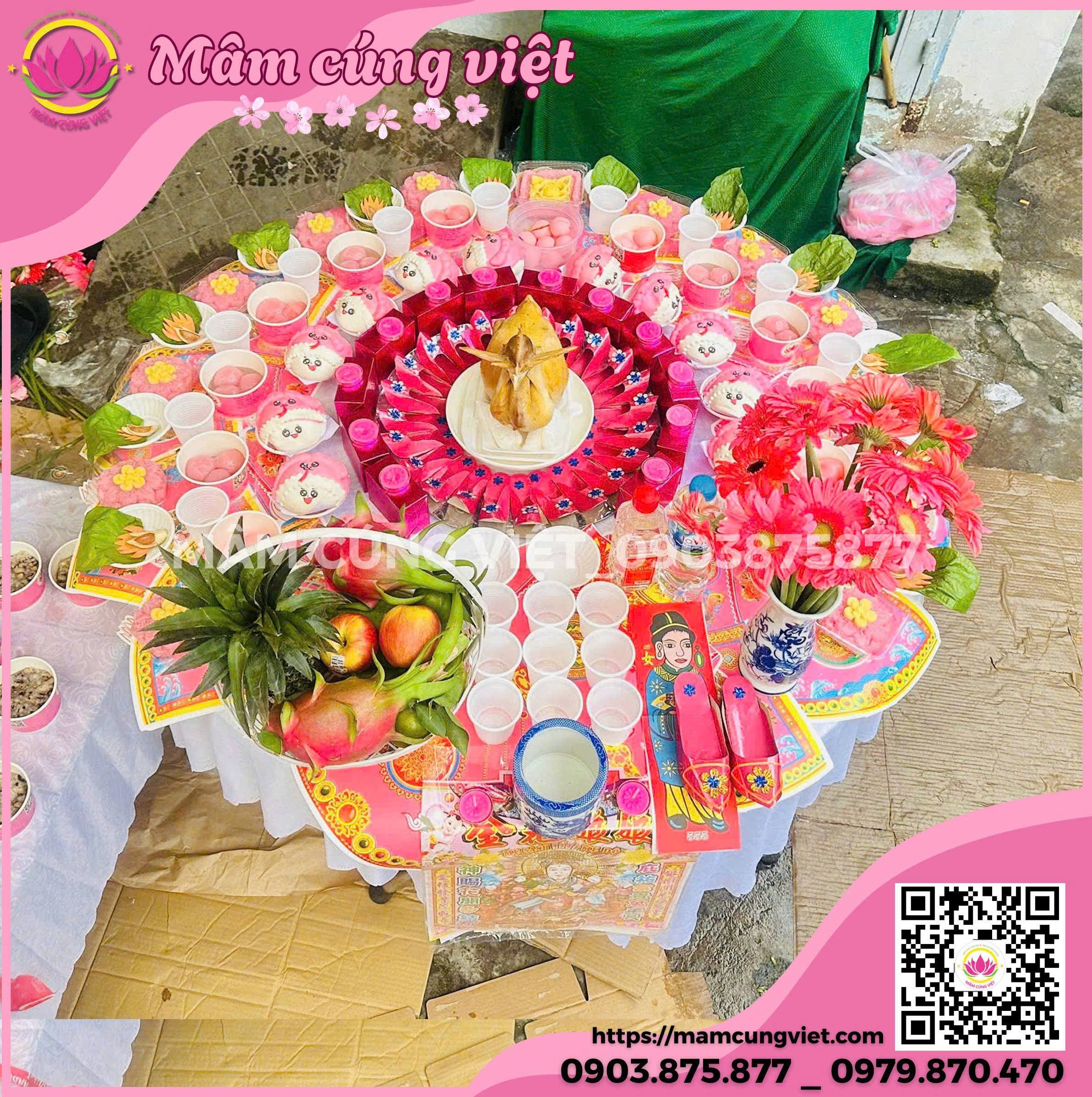 Mâm Cúng Mụ Cho Bé Gái Gói Bánh Bao - Ảnh thực tế 4