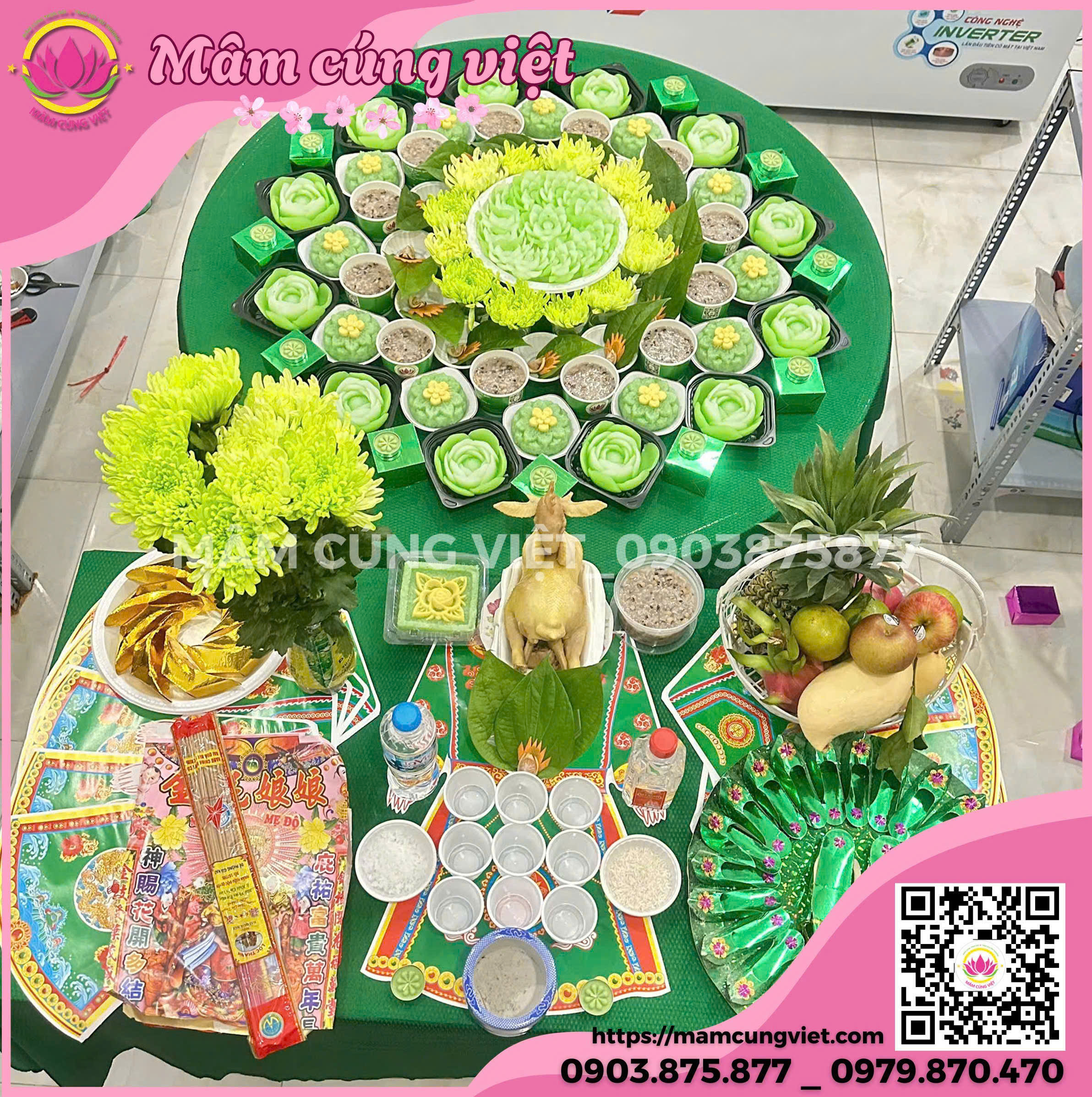 Mâm Cúng Mụ Cho Bé Gái Gói Tone Màu - Ảnh thực tế 6