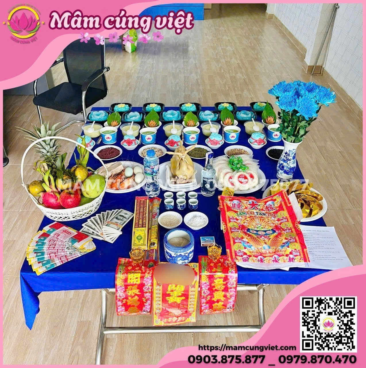 Mâm Cúng Tân Gia Gói Tone Màu - Ảnh thực tế 1