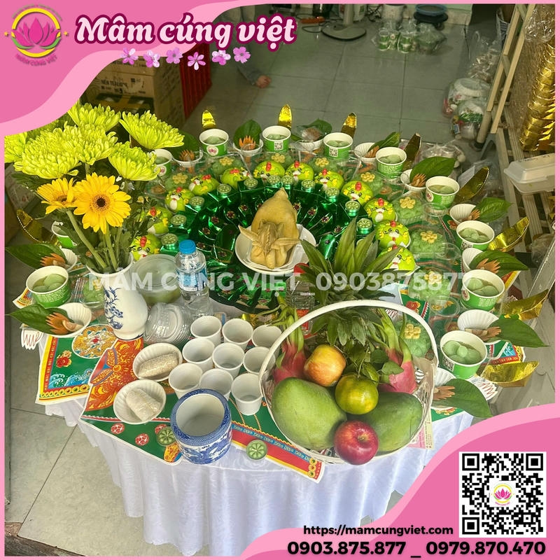 Mâm Cúng Thôi Nôi Bé Gái Gói Bánh Bao - Ảnh thực tế 3