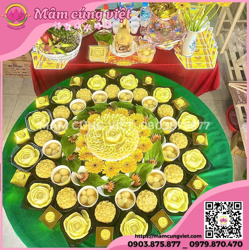Mâm Cúng Thôi Nôi Bé Gái Gói Tone Màu - Ảnh thực tế 2