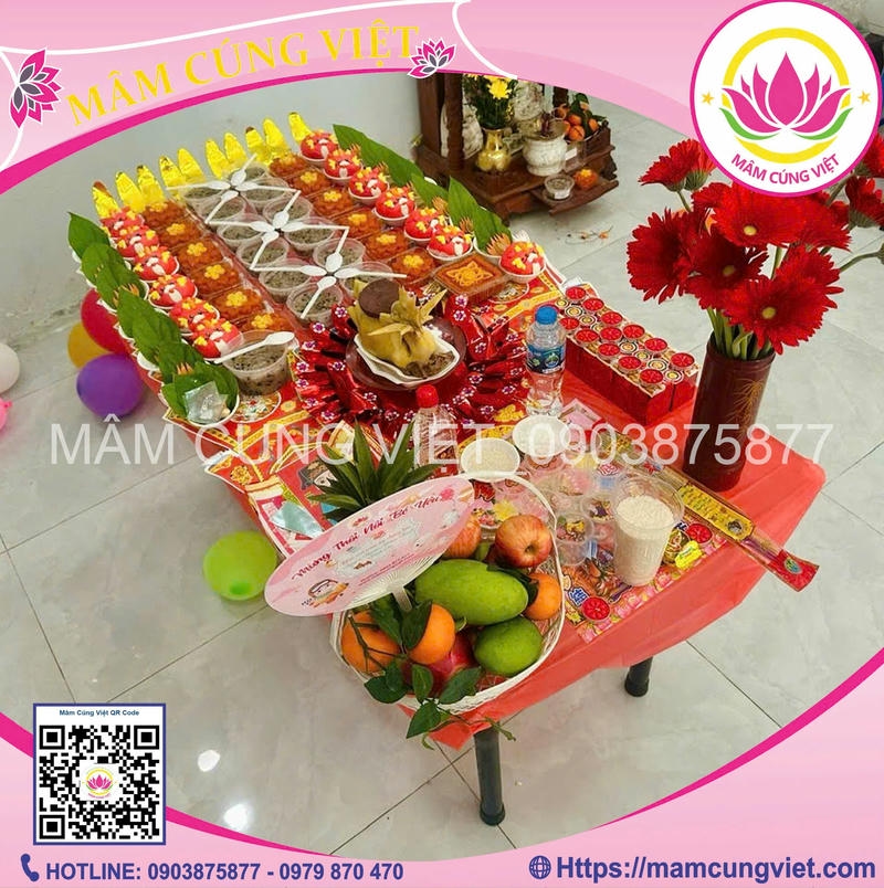 Mâm Cúng Thôi Nôi Bé Trai Gói Bánh Bao - Ảnh thực tế 1