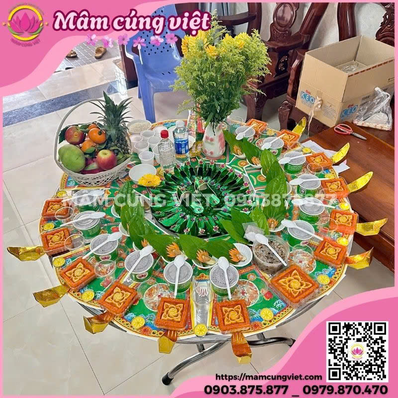 Mâm Cúng Thôi Nôi Bé Trai Gói Chay - Ảnh thực tế 4