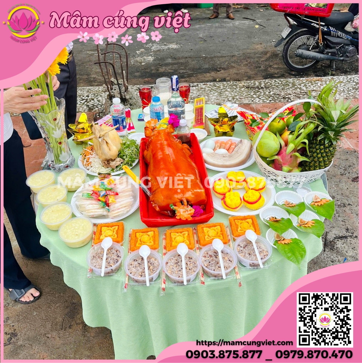 mâm cúng động thổ có heo quay