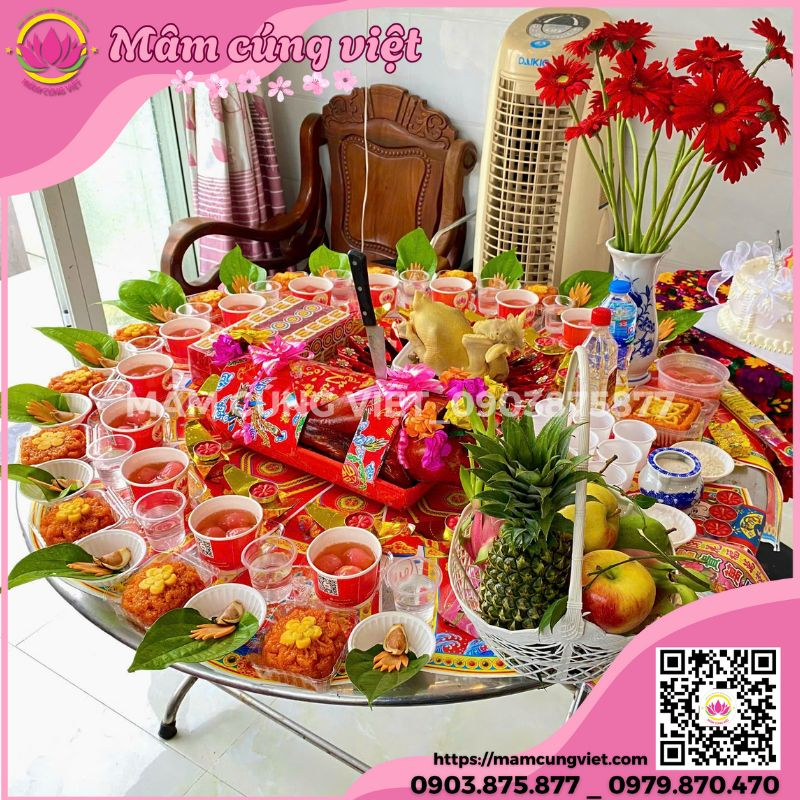 mâm cúng thôi nôi hay đầy tháng chuẩn truyền thống 