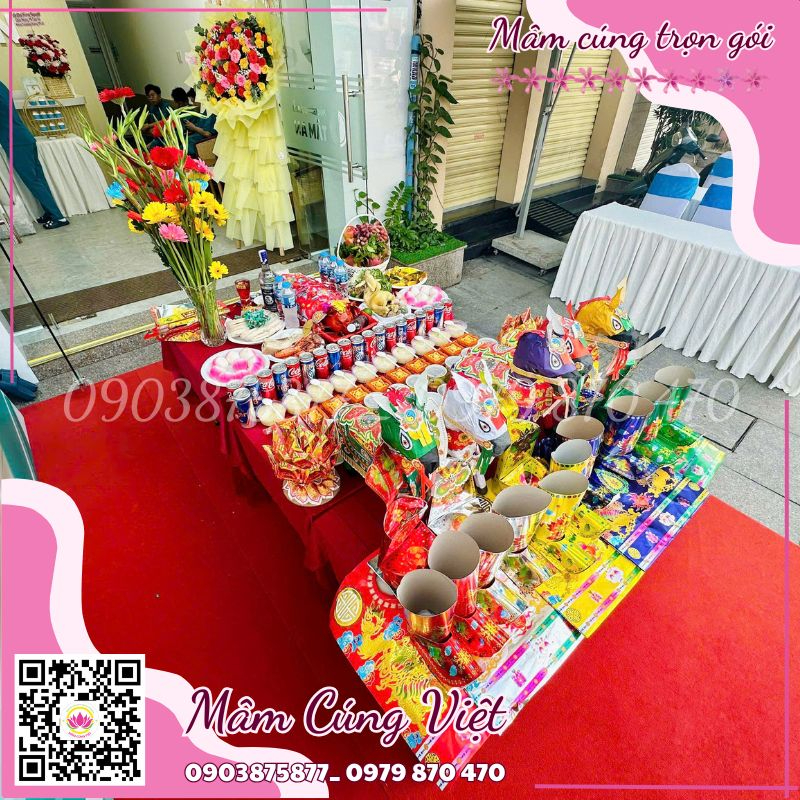 MÂM CÚNG KHAI TRƯƠNG TRỌN GÓI CỦA MÂM CÚNG VIỆT mâm cúng khai trương trọn gói chuẩn phong thủy