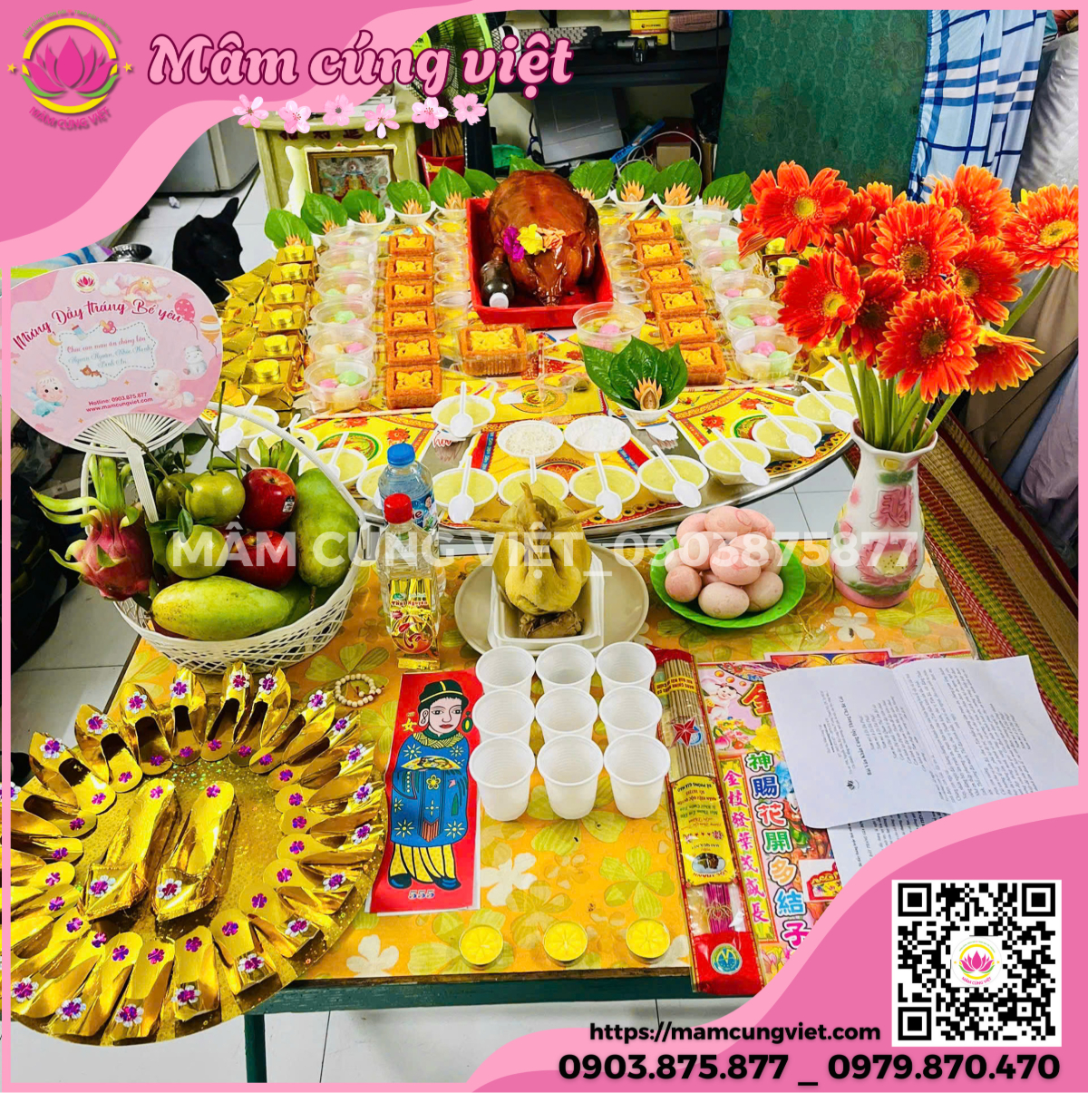 Mâm cúng đầy cữ bé trai, bé gái đầy đủ chuẩn truyền thống xôi chè cúng đầy cữ bé trai, bé gái