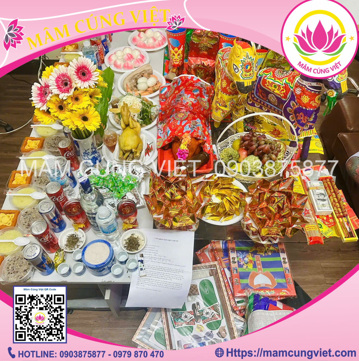 mâm cúng khai trương hồng phát, phát tài 