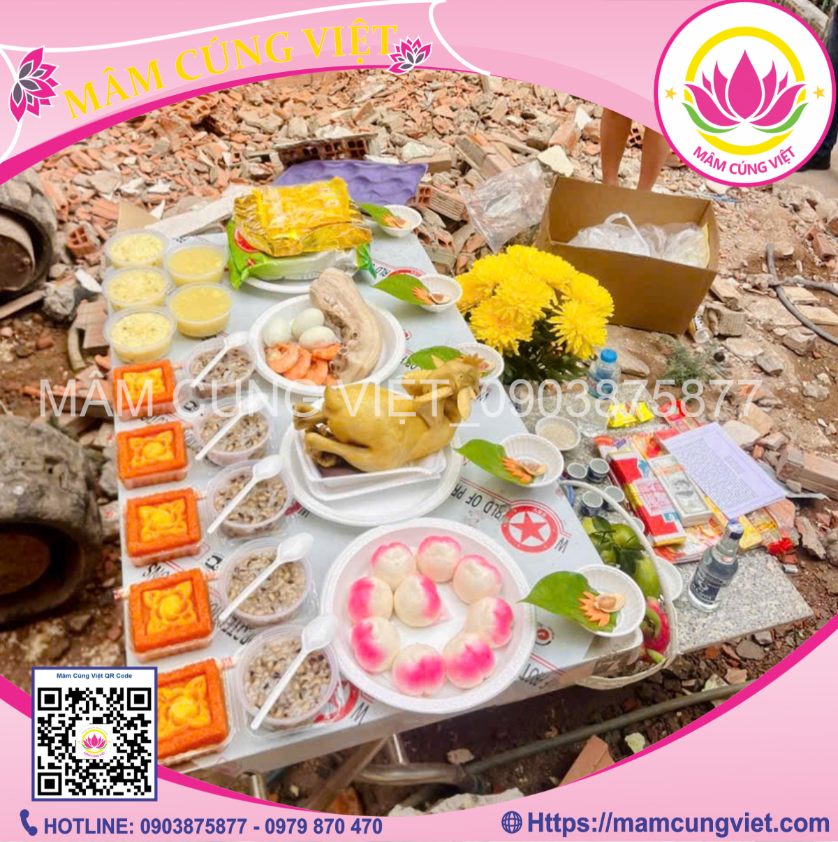 mâm cúng động thổ có heo quay