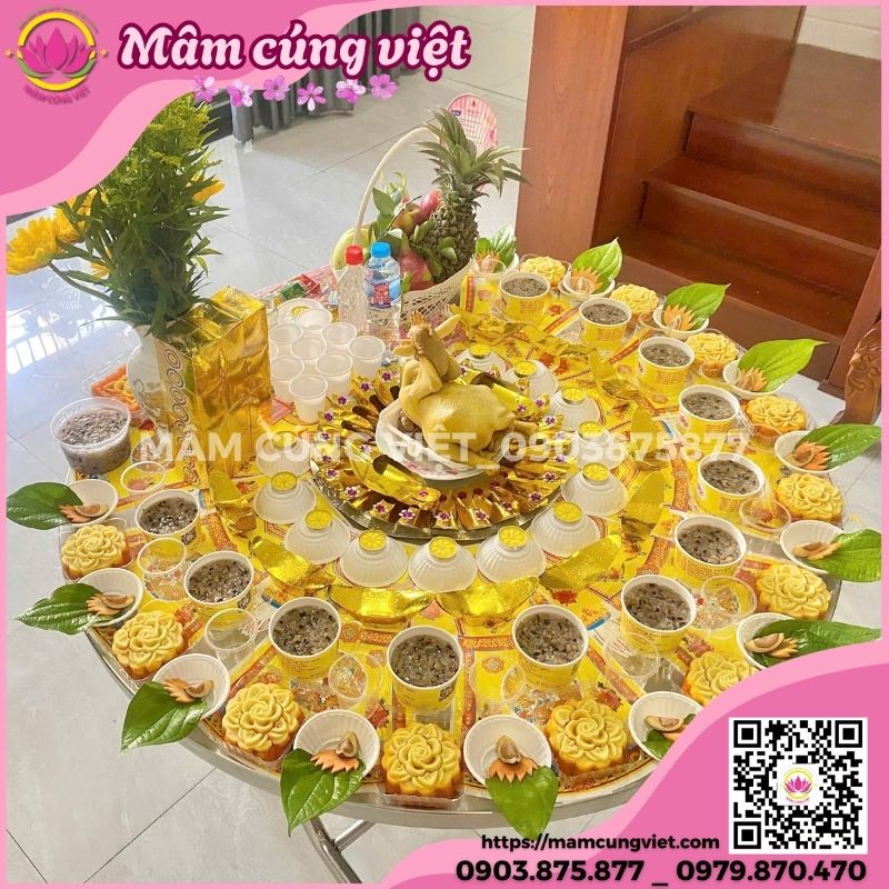 mâm cúng đầy tháng bé trai chuẩn, đẹp