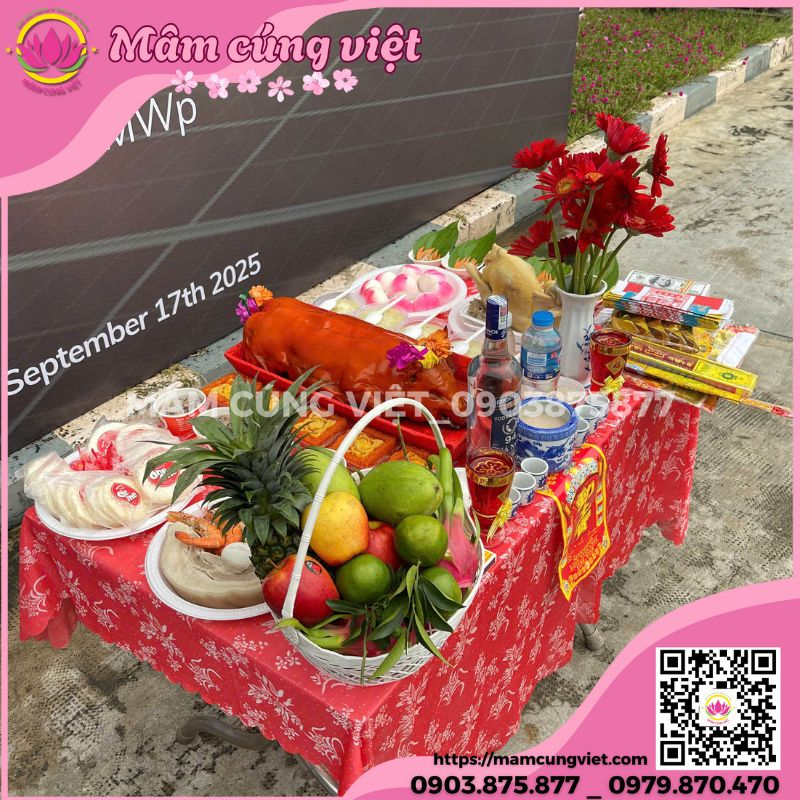 Mâm cúng động thổ chi tiết lễ vật cúng 