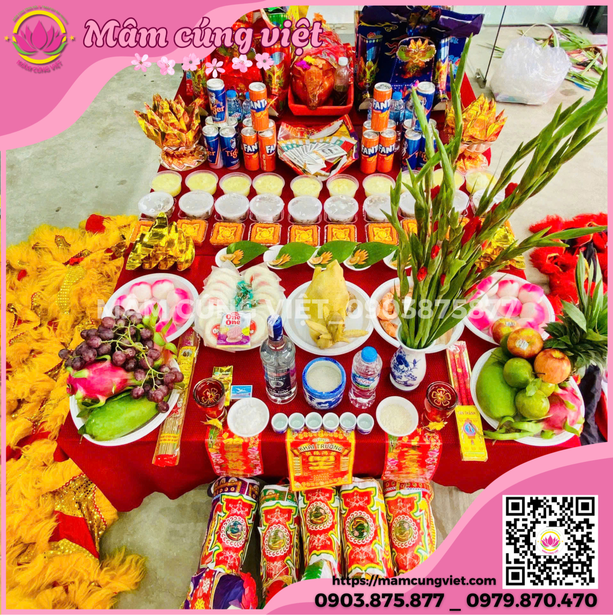 mâm cúng khai trương hồng phát, phát tài 