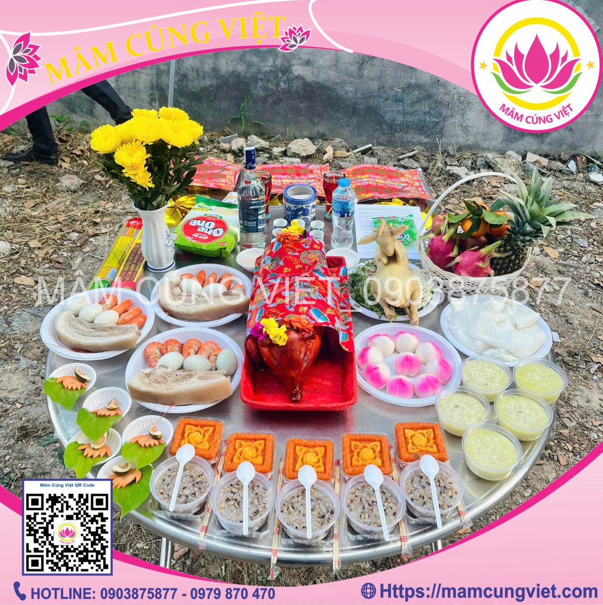 mâm cúng động thổ có heo quay
