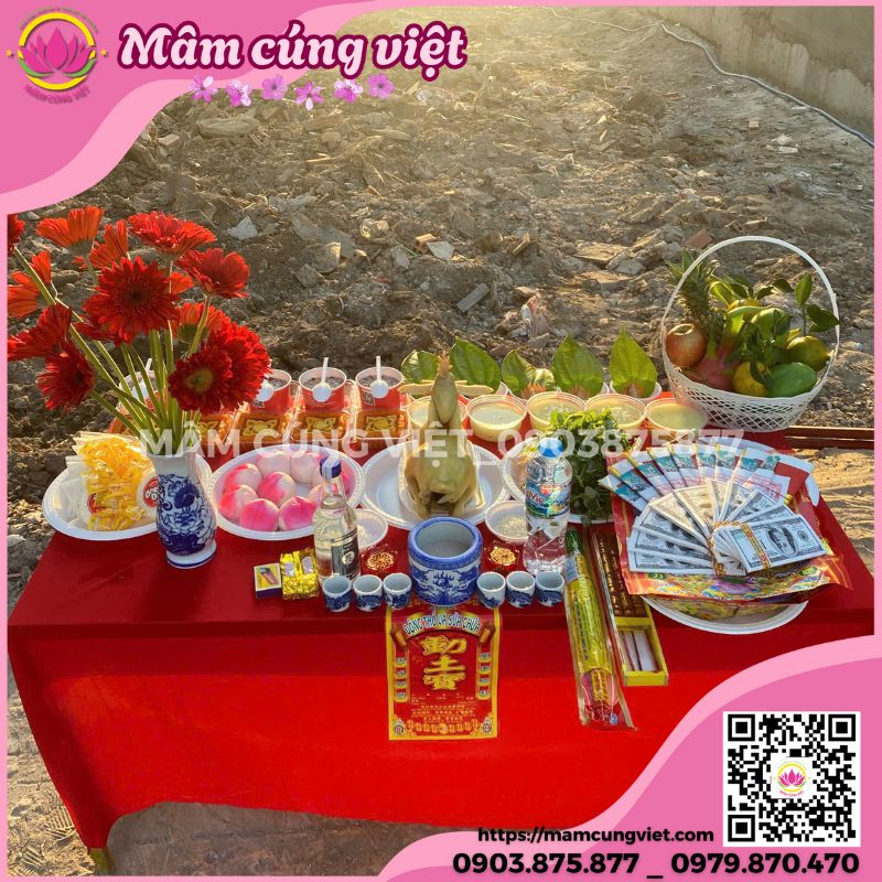 Mâm cúng động thổ xây nhà trọn gói đầy đủ lễ vật Mâm Cúng Việt