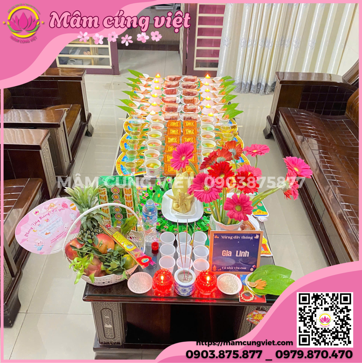 mâm cúng mụ thôi nôi cho bé chuẩn truyền thống