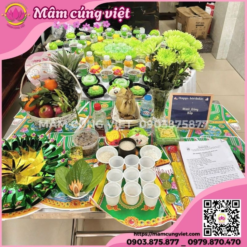 mâm cúng đầy tháng bé trai chuẩn, đẹp