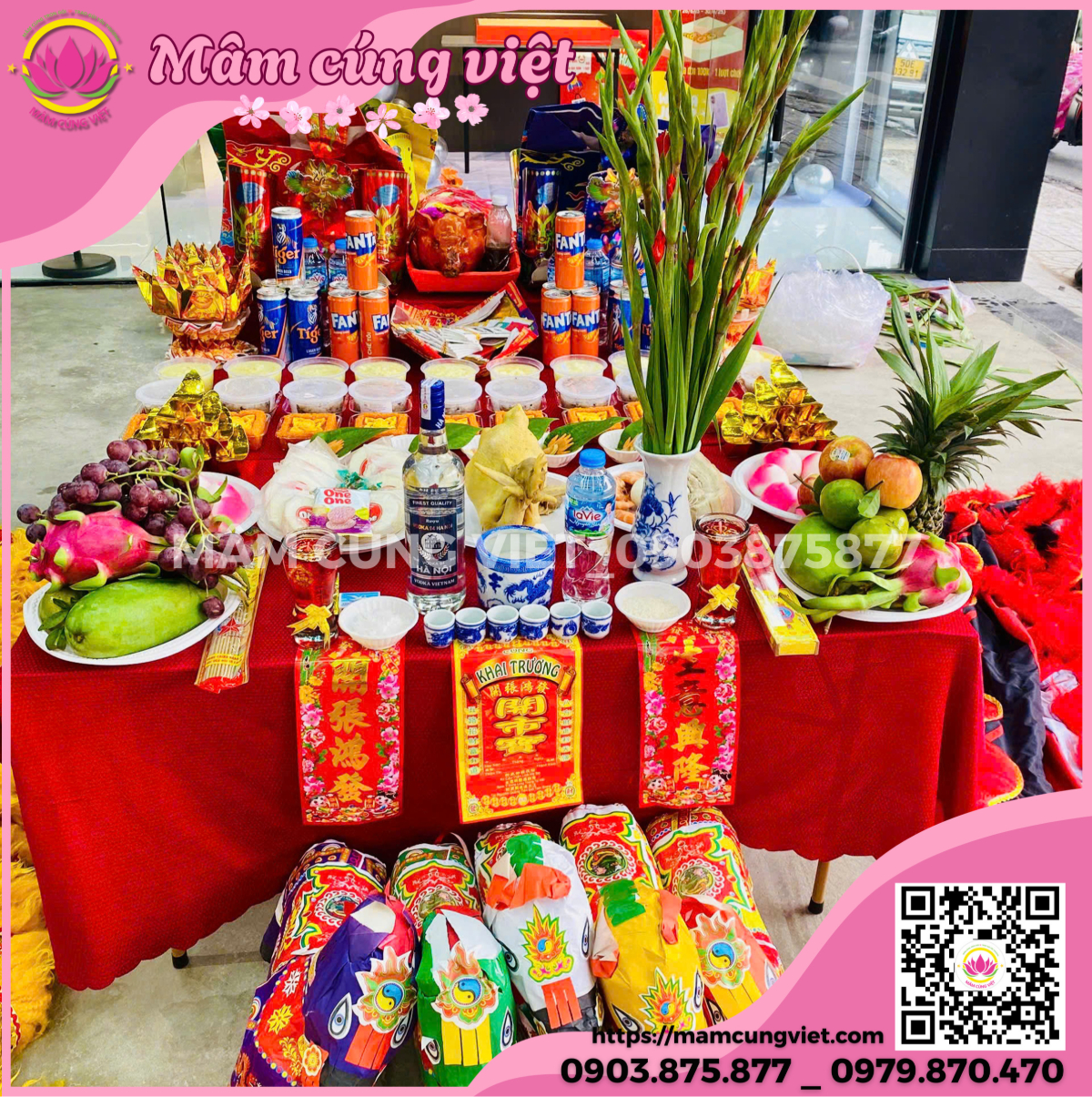 mâm cúng khai trương hồng phát, phát tài 