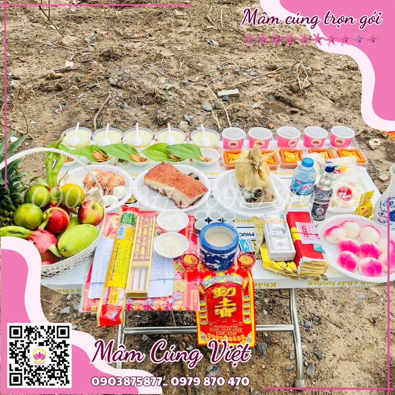 Mâm cúng động thổ chi tiết lễ vật cúng 