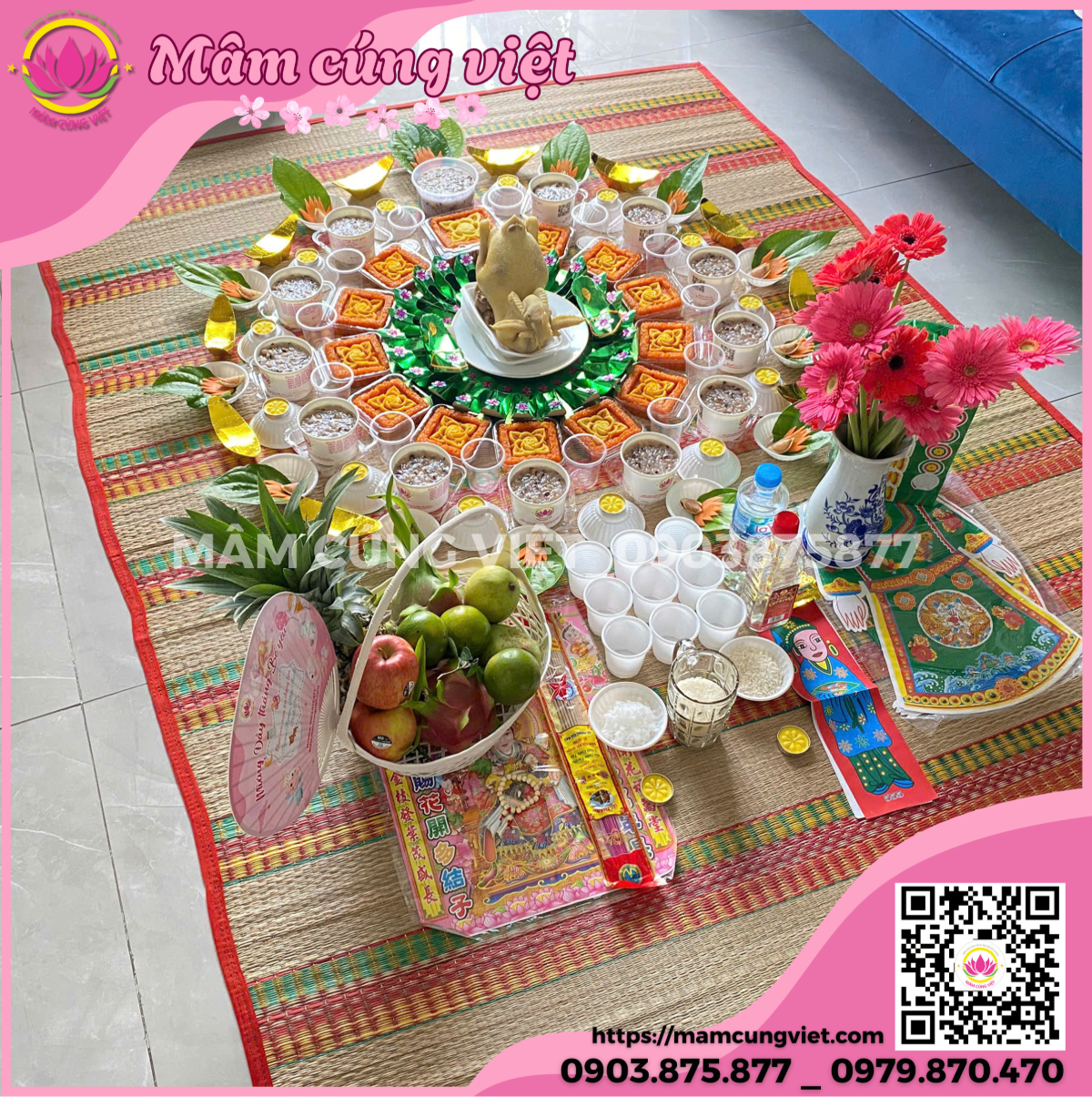 mâm cúng mụ thôi nôi cho bé chuẩn truyền thống