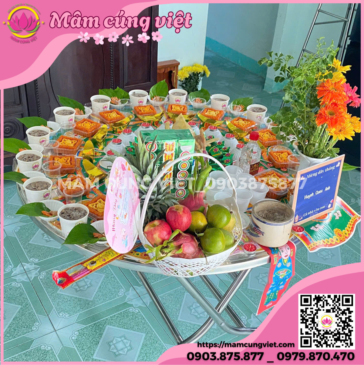 mâm cúng mụ thôi nôi cho bé chuẩn truyền thống